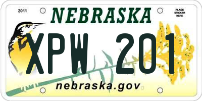 NE license plate XPW201