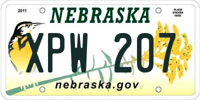 NE license plate XPW207