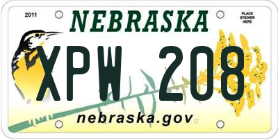 NE license plate XPW208