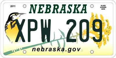NE license plate XPW209