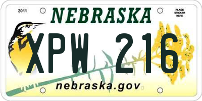 NE license plate XPW216