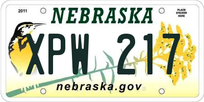 NE license plate XPW217