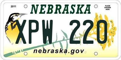 NE license plate XPW220