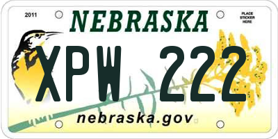 NE license plate XPW222