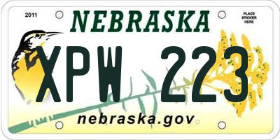NE license plate XPW223