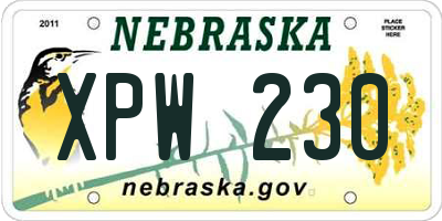 NE license plate XPW230