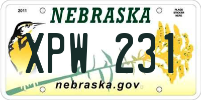 NE license plate XPW231