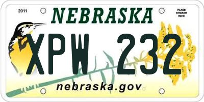 NE license plate XPW232