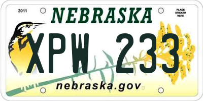 NE license plate XPW233