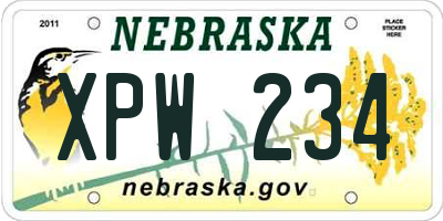 NE license plate XPW234
