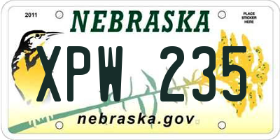 NE license plate XPW235