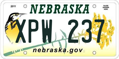NE license plate XPW237