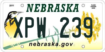 NE license plate XPW239