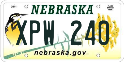 NE license plate XPW240