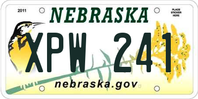 NE license plate XPW241