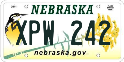 NE license plate XPW242