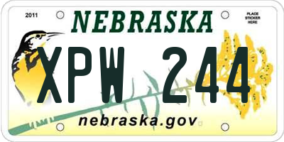 NE license plate XPW244