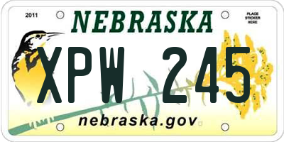 NE license plate XPW245