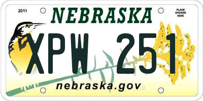 NE license plate XPW251