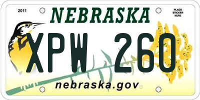 NE license plate XPW260