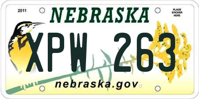 NE license plate XPW263
