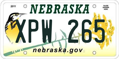 NE license plate XPW265