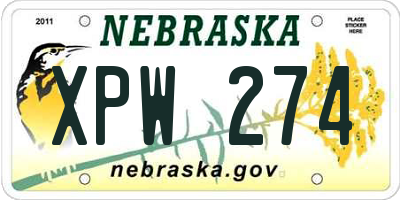 NE license plate XPW274