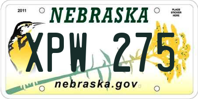 NE license plate XPW275