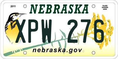 NE license plate XPW276