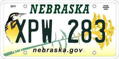 NE license plate XPW283