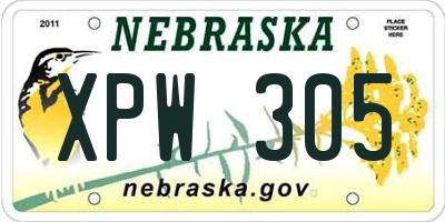 NE license plate XPW305
