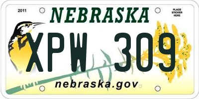 NE license plate XPW309