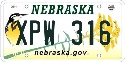 NE license plate XPW316