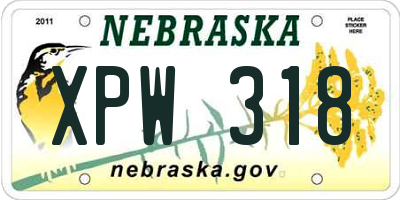 NE license plate XPW318