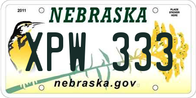 NE license plate XPW333