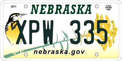 NE license plate XPW335