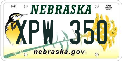NE license plate XPW350