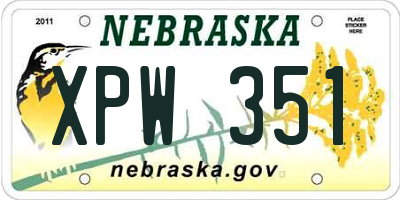 NE license plate XPW351