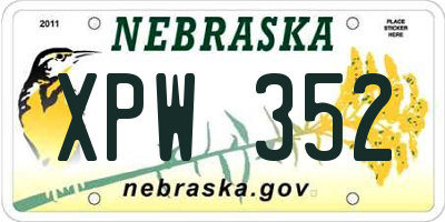 NE license plate XPW352