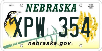 NE license plate XPW354