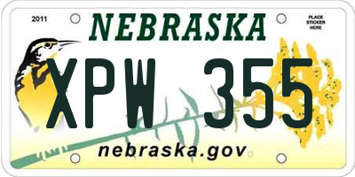 NE license plate XPW355