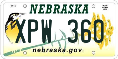 NE license plate XPW360
