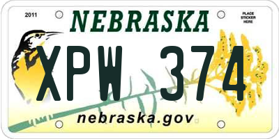 NE license plate XPW374