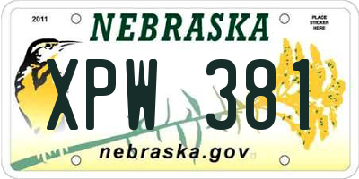 NE license plate XPW381
