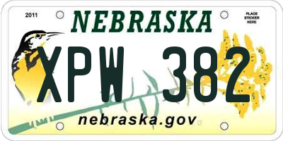 NE license plate XPW382