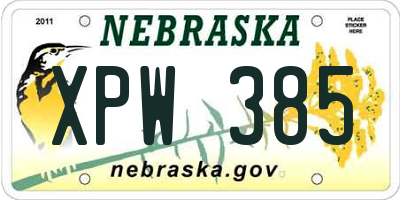 NE license plate XPW385