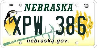 NE license plate XPW386