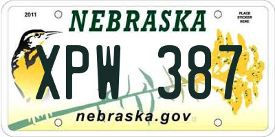 NE license plate XPW387
