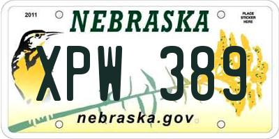 NE license plate XPW389