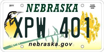NE license plate XPW401